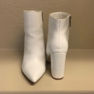White Rosamund Block Heel Bootie Size 7.5 WW